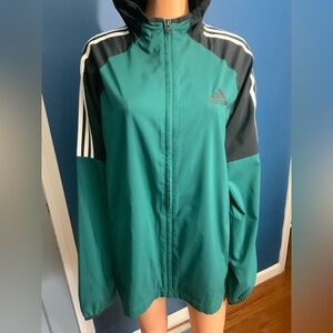 Adidas Green and Black Hooded Jacket